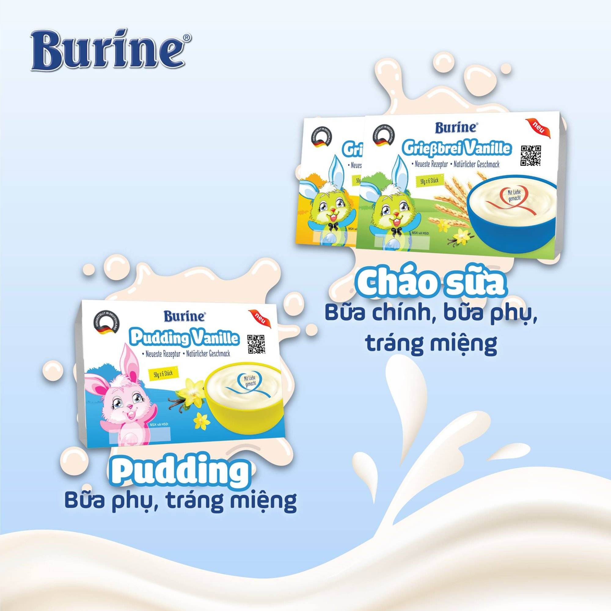 cháo sữa burine pudding burine ăn dặm cho bé