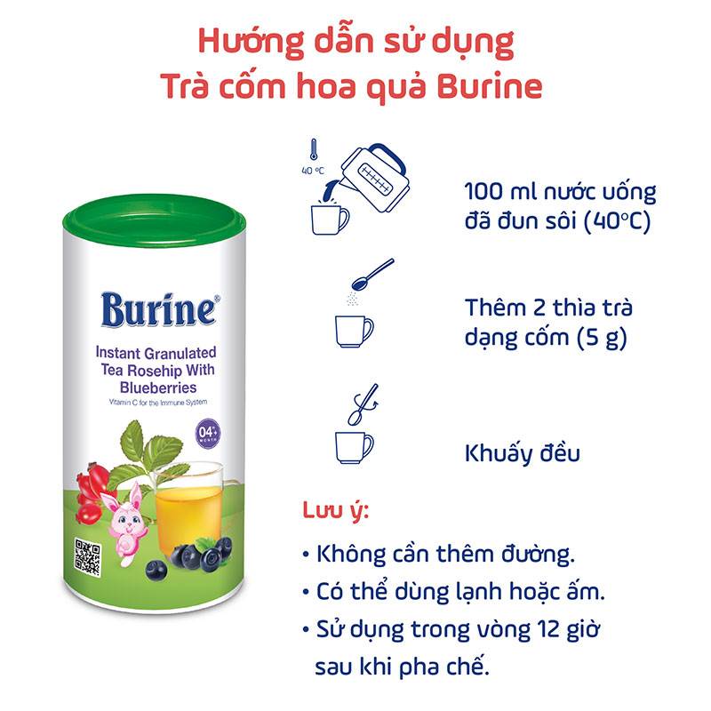 hướng dẫn sử dụng trà hoa quả cho bé Burine