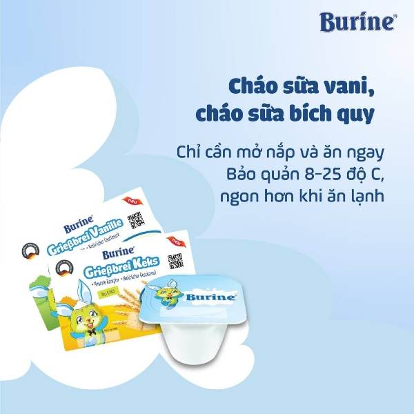 Cháo sữa Burine là bữa phụ cho bé