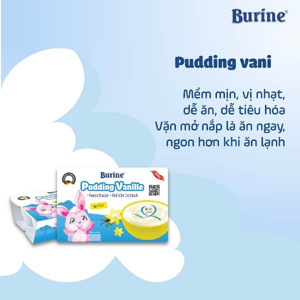 Pudding Burine Vani có hương vị thơm ngon, mềm mịn, đảm bảo bé sẽ thích mê